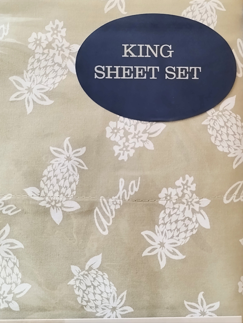Tommy Bahama Home Cotton King Sheet Set Aloha Pineapple Sage Green